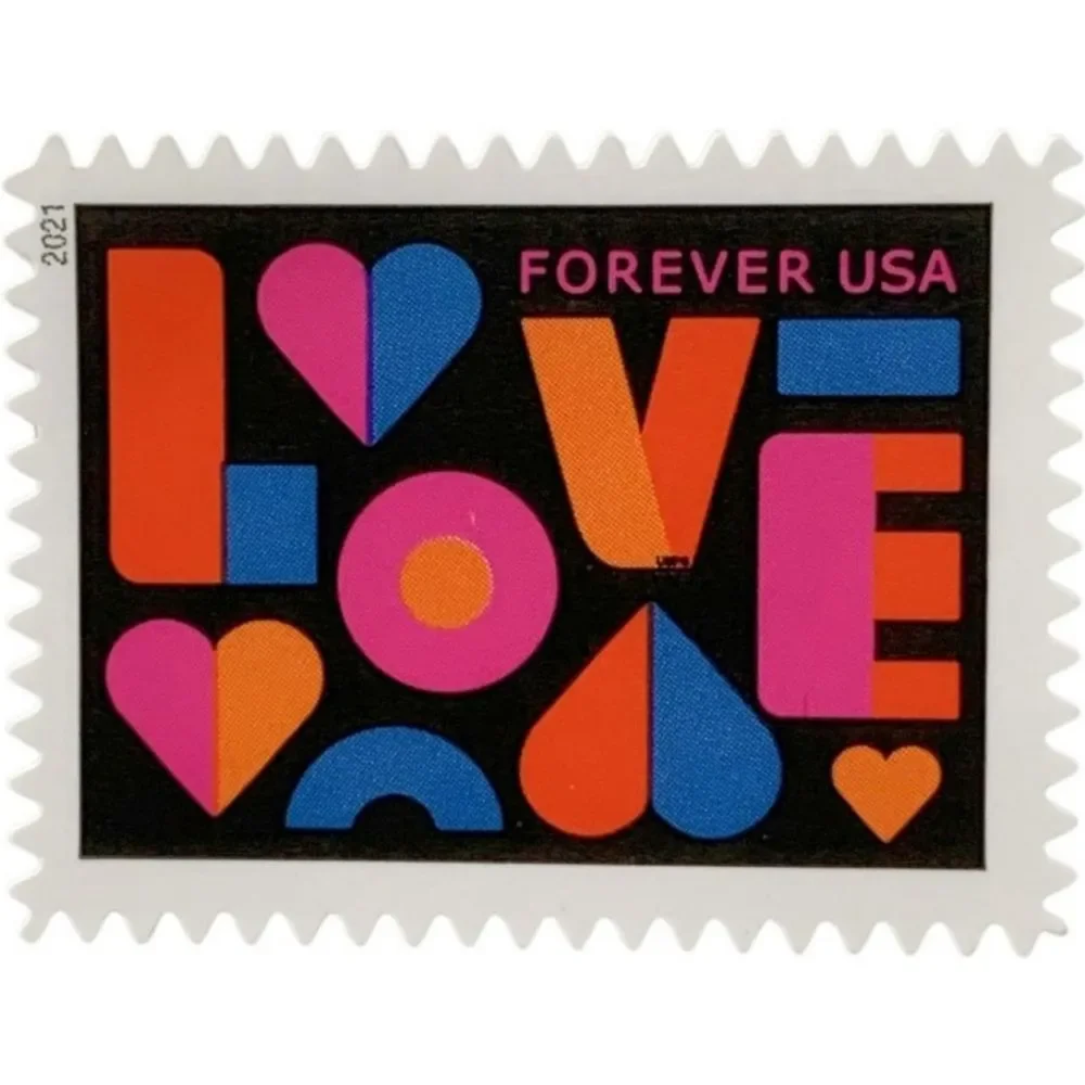100 Love 2021 USPS Hearts Forever Postage Stamps Mail Valentines Wedding Invites